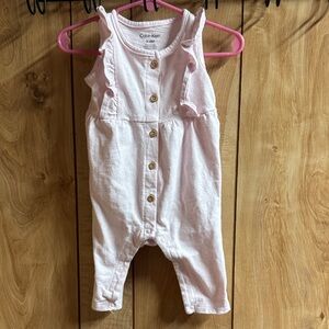 Calvin Klein Light Pink Ruffle Strap Button Romper